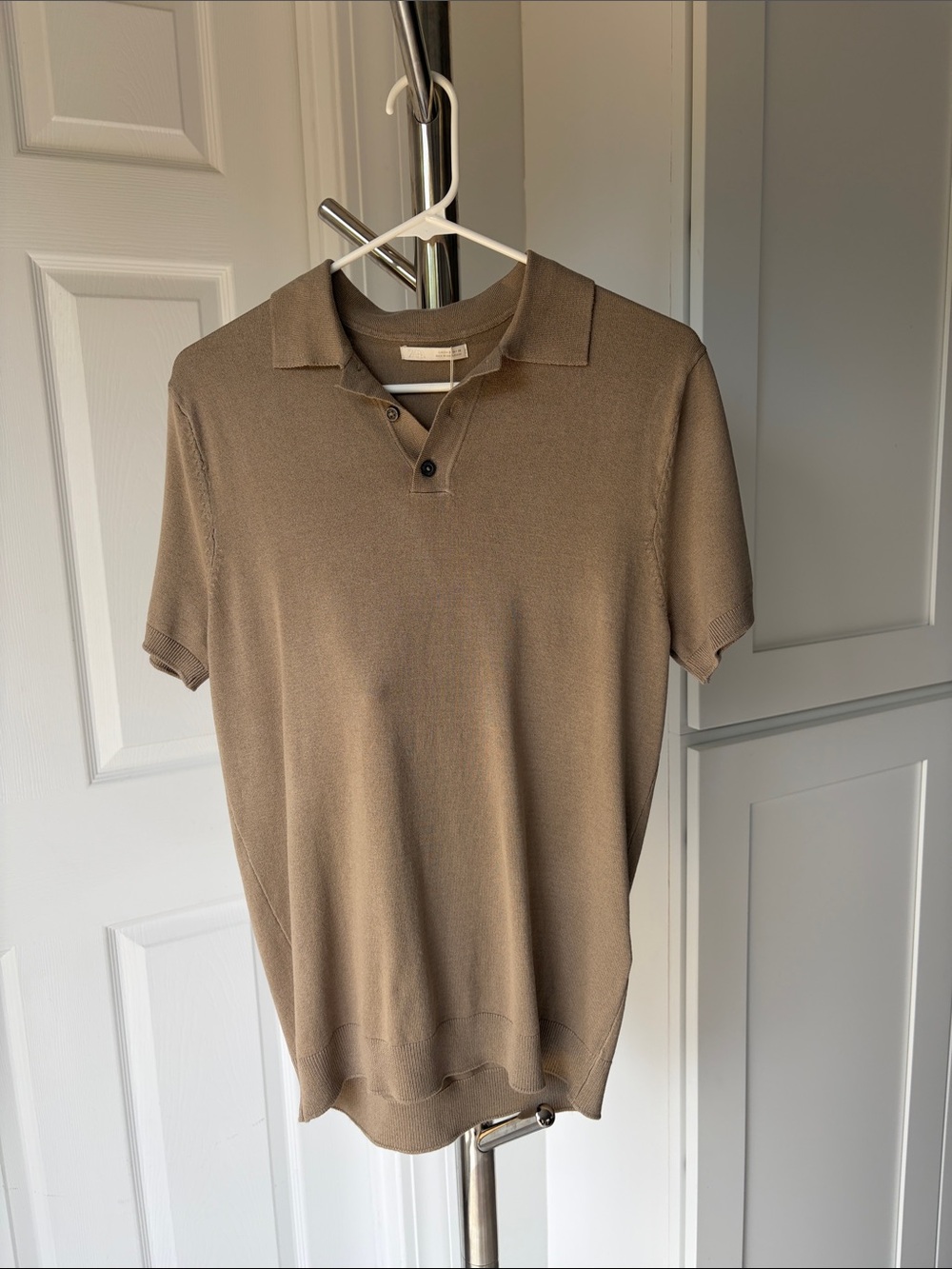 Zara Men's Short Sleeve Polo - Khaki Color, Size S.